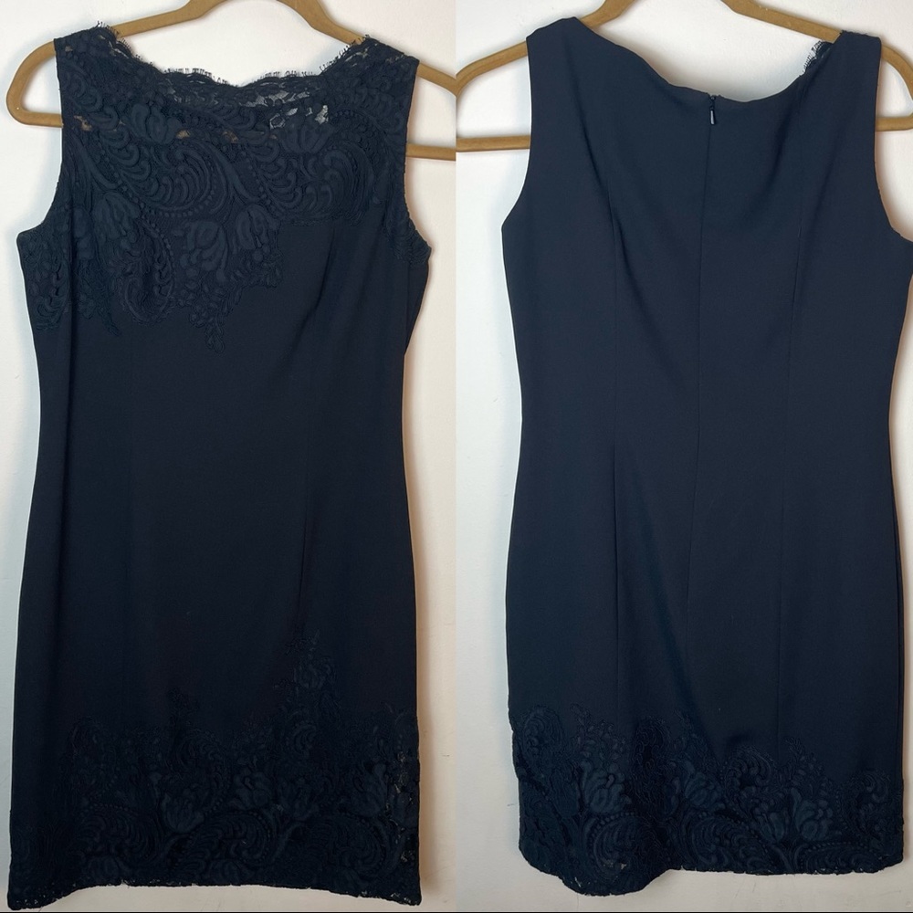 Carmen Marc Valvo Black Embroidered Mini Formal Dress Size 8